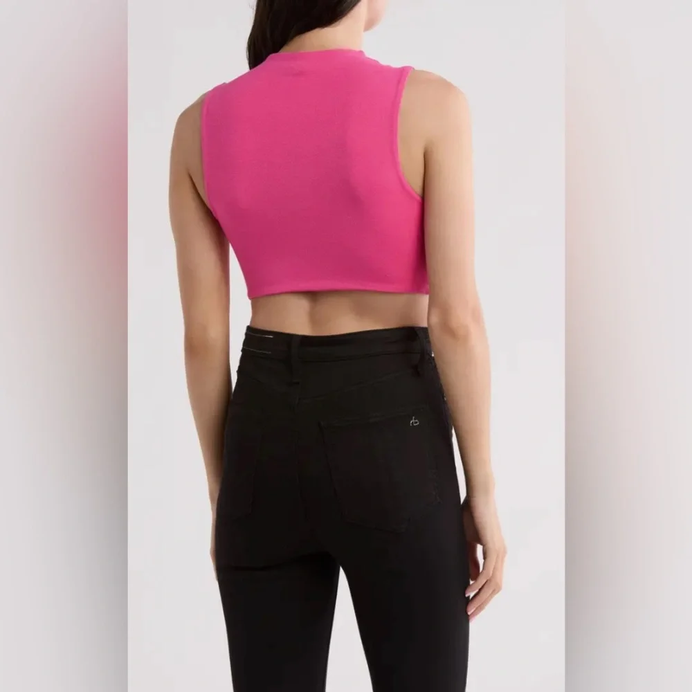 NWT Naked Wardrobe Sleeveless Mock Neck Crop Top Size XS - Picture 4 of 8